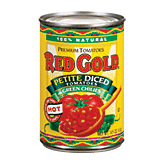 Red Gold Tomatoes Petite Diced Hot w/Green Chilies English Label Full-Size Picture